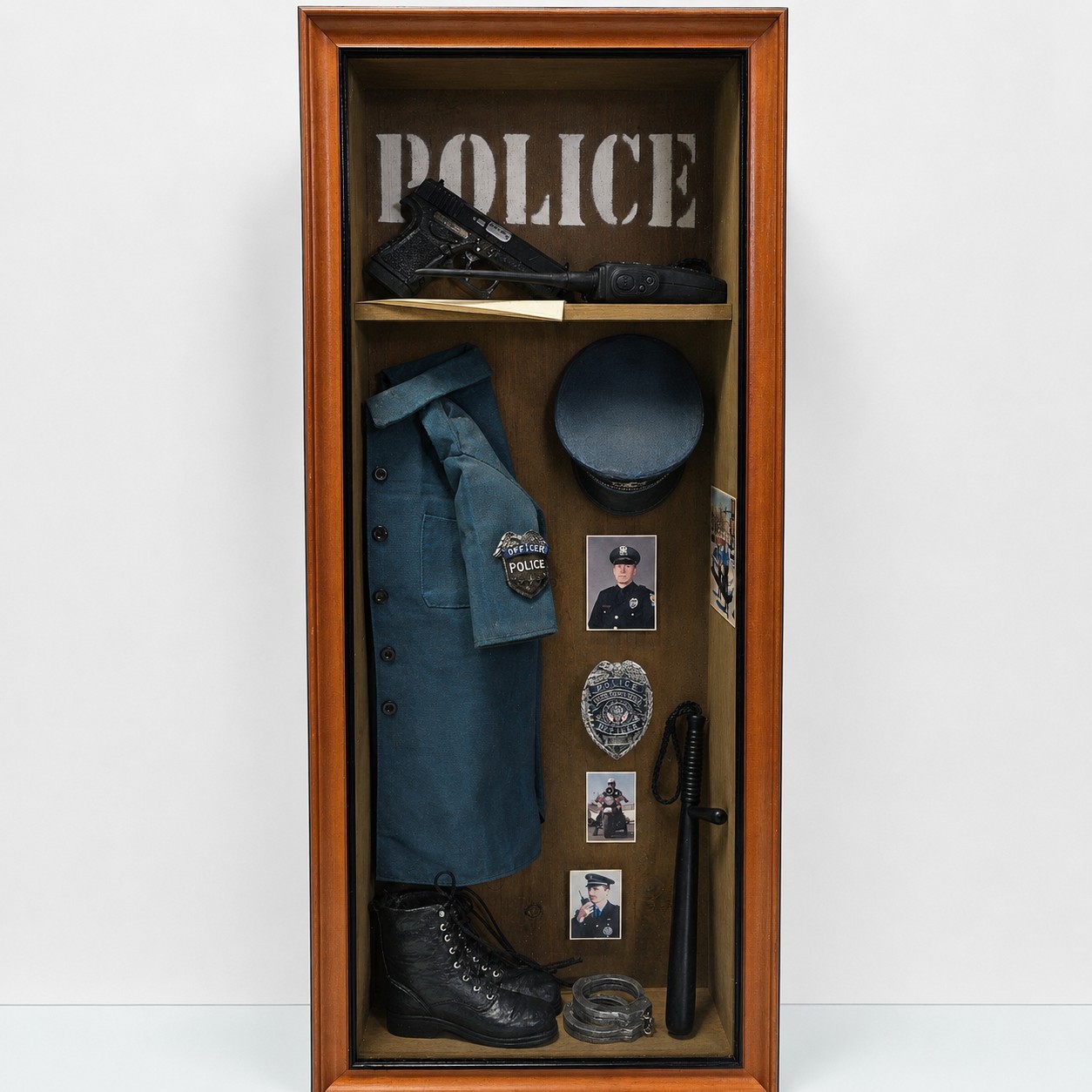 Rare Window Pane Curio Collection Police Shadow Box Display About Face Designs Rare Window Pane Curio Collection Police Shadow Box Display About Face Designs