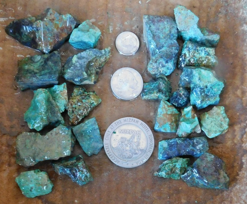 Turquoise rough 1/2 lb high grade natural hard Blue Silver #2 , Tonopah NV Lot A Turquoise rough 1/2 lb high grade natural hard Blue Silver #2 , Tonopah NV Lot A