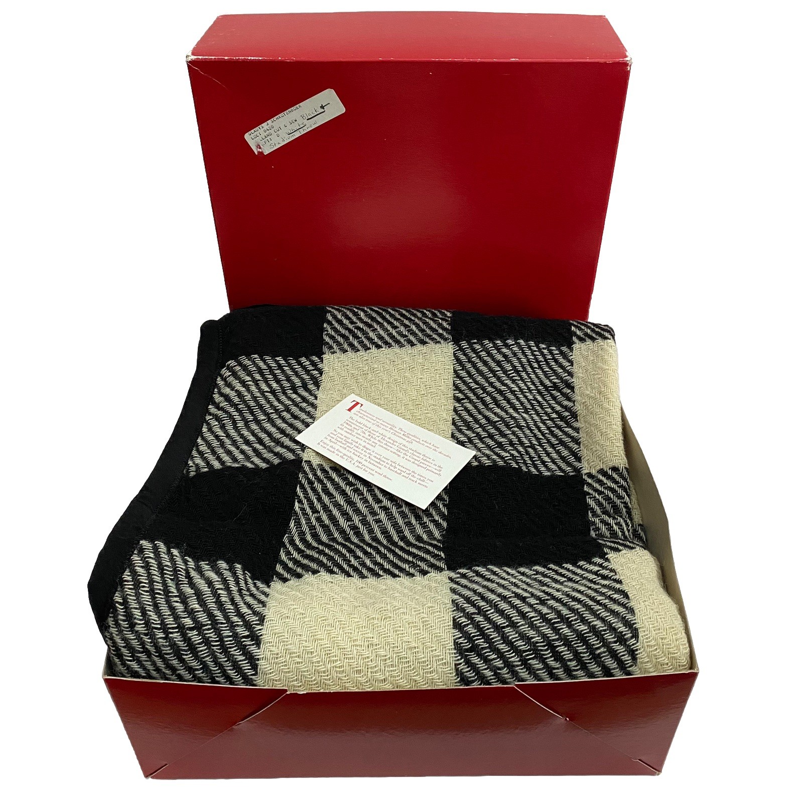 VTG 1992 Herman Miller Employee Christmas Blanket Wool Black Buffalo Plaid +Box VTG 1992 Herman Miller Employee Christmas Blanket Wool Black Buffalo Plaid +Box