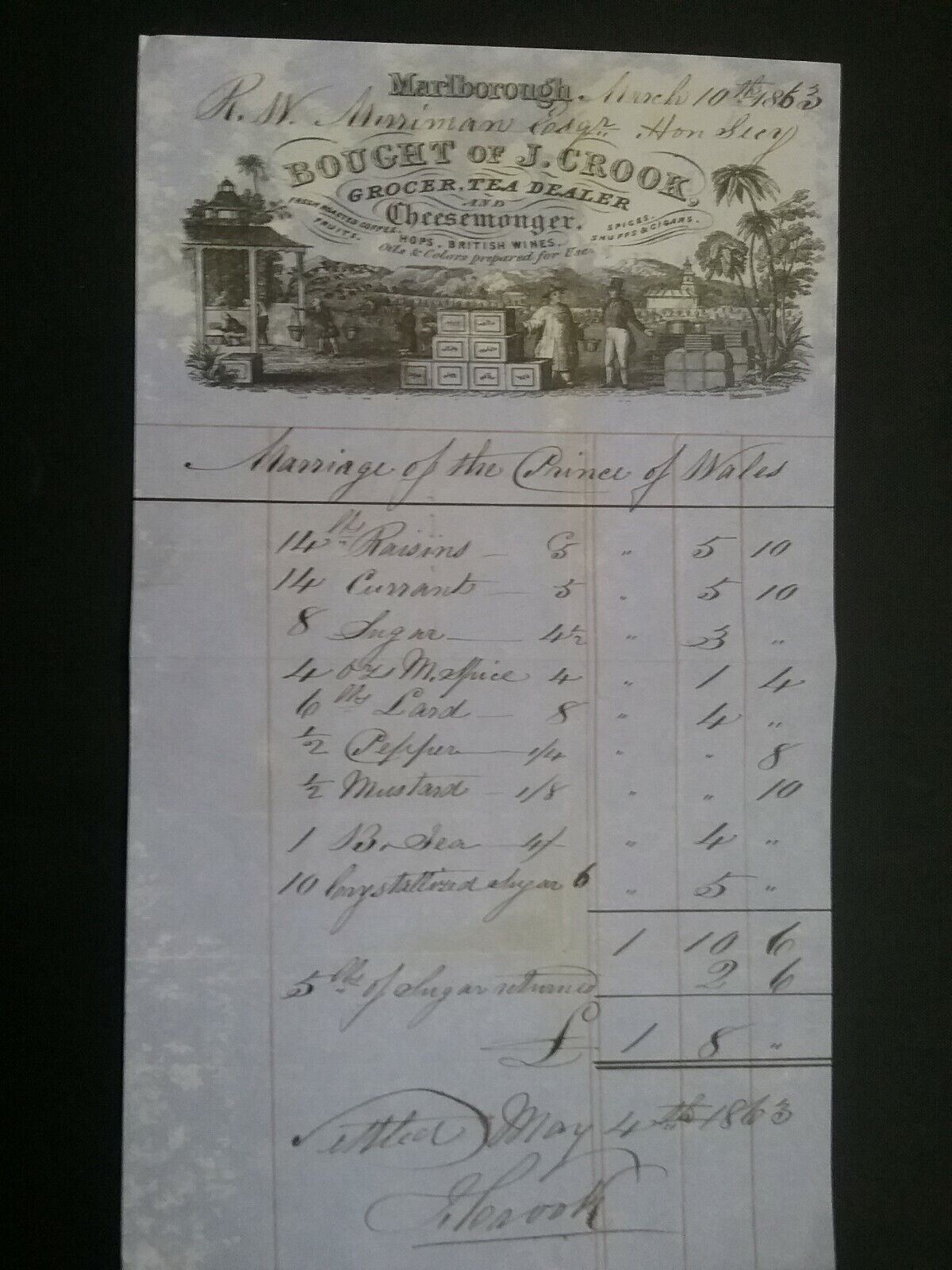 VICTORIAN INVOICE FOR GOODS ****(SEE DESCRIPTION FOR DETAILS)****