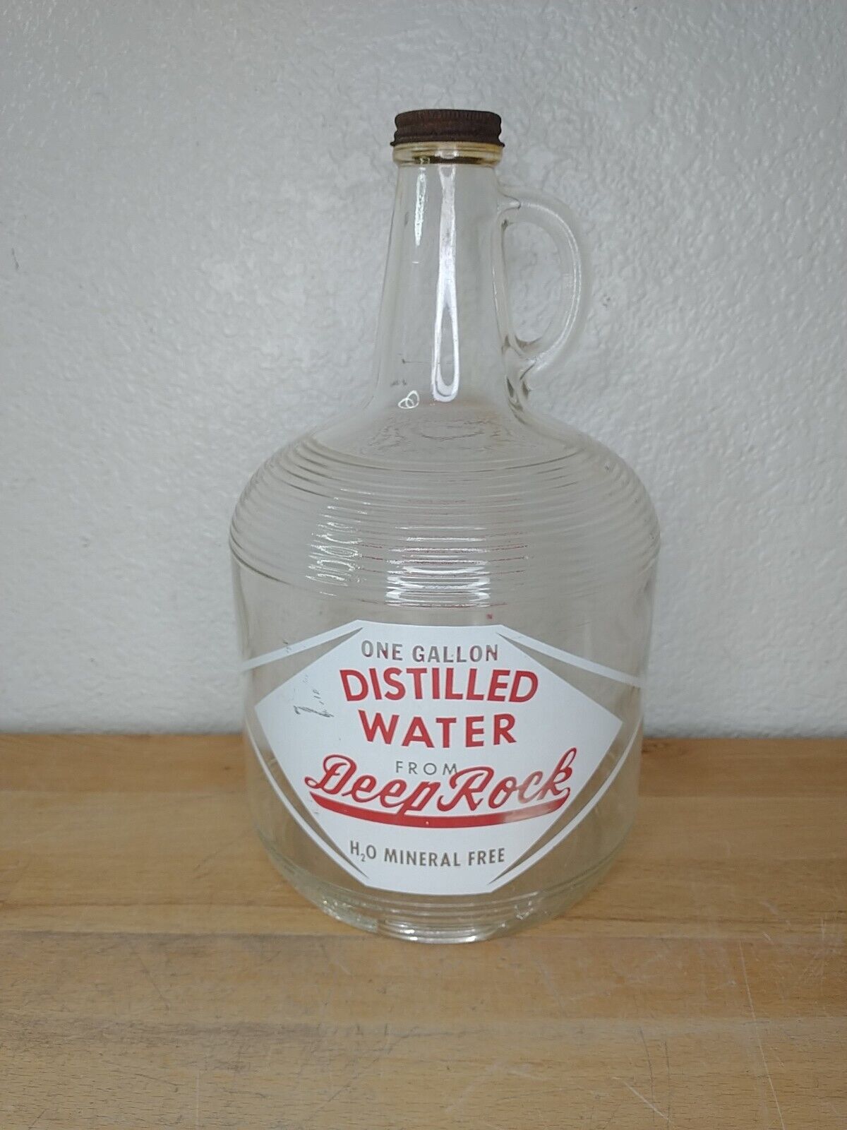 Vintage Distilled Water From Deep Rock 1 Gallon Jug Los Angeles Ca W/ Lid