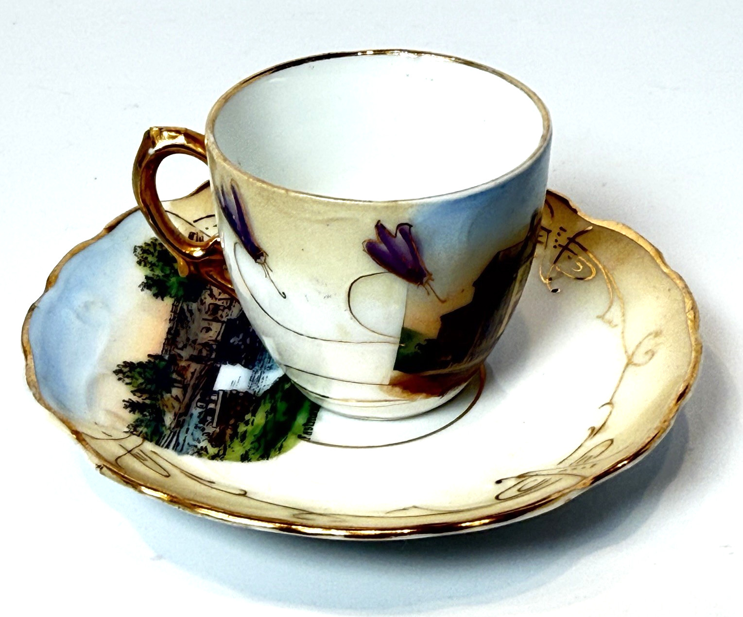 PLYMOUTH WI WISCONSIN Souvenir HIGH SCHOOL Porcelain TRINKET TEA CUP SAUCER