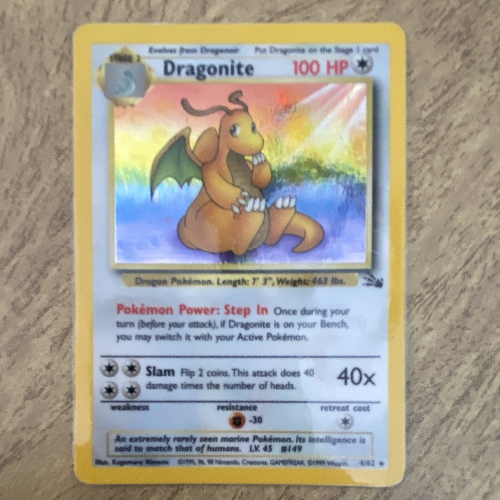 Dragonite 4/62 Fossil Holo - LAMINATED