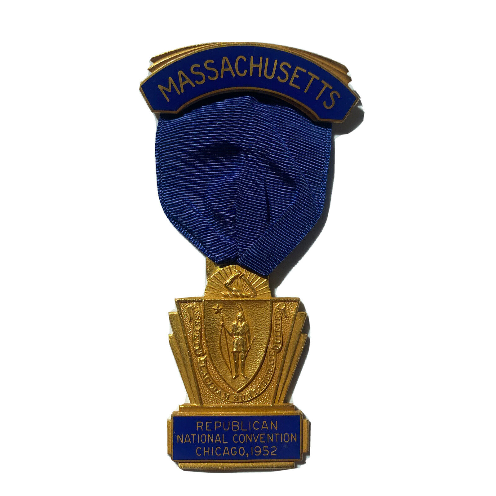 1952 Republican National Convention Massachusetts Deleg. Badge Dwight Eisenhower