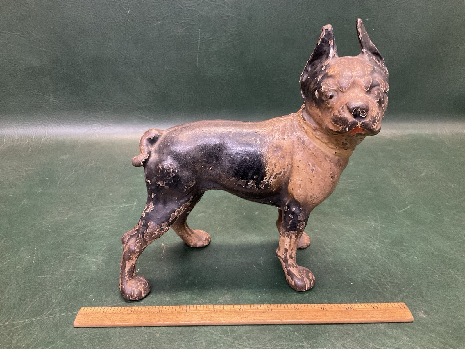 Antique Hubley Boston Bull Terrier Cast Iron Doorstop 10" ~ 7.2 Lbs