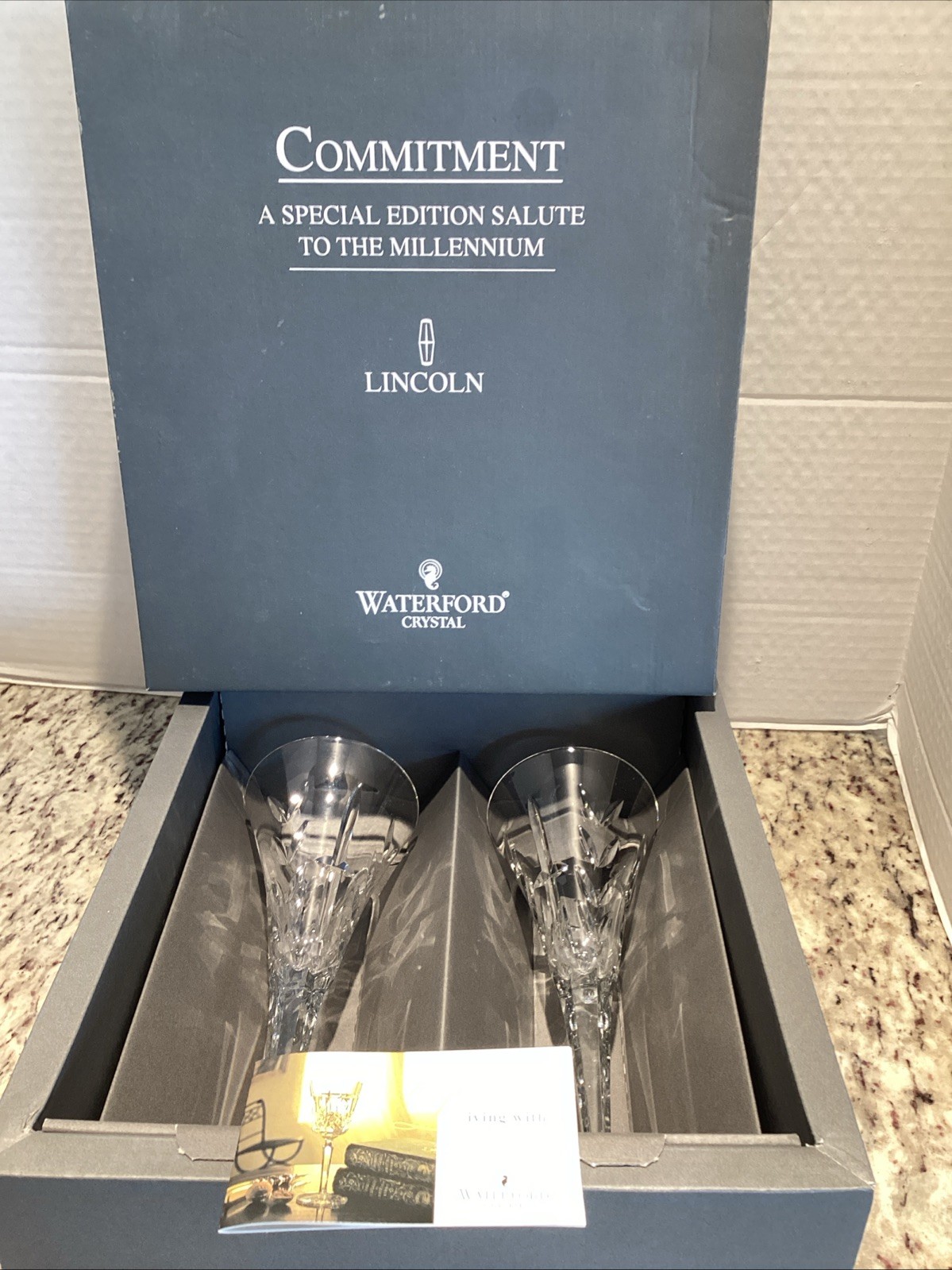 🔵 Waterford Crystal Millennium Collection "Lincoln" Toasting Flute w/ Manual 🔵 Waterford Crystal Millennium Collection "Lincoln" Toasting Flute w/ Manual