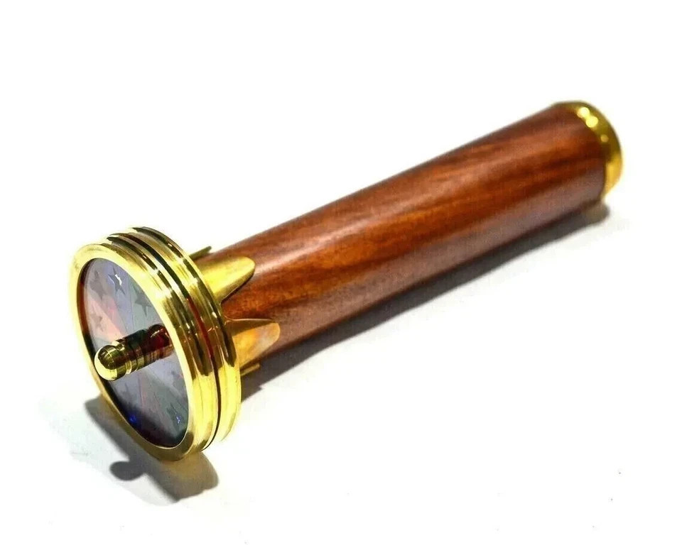 Vintage Kaleidoscope Antique Kaleidoscope Brass Glass Handheld Stained Wood Gift