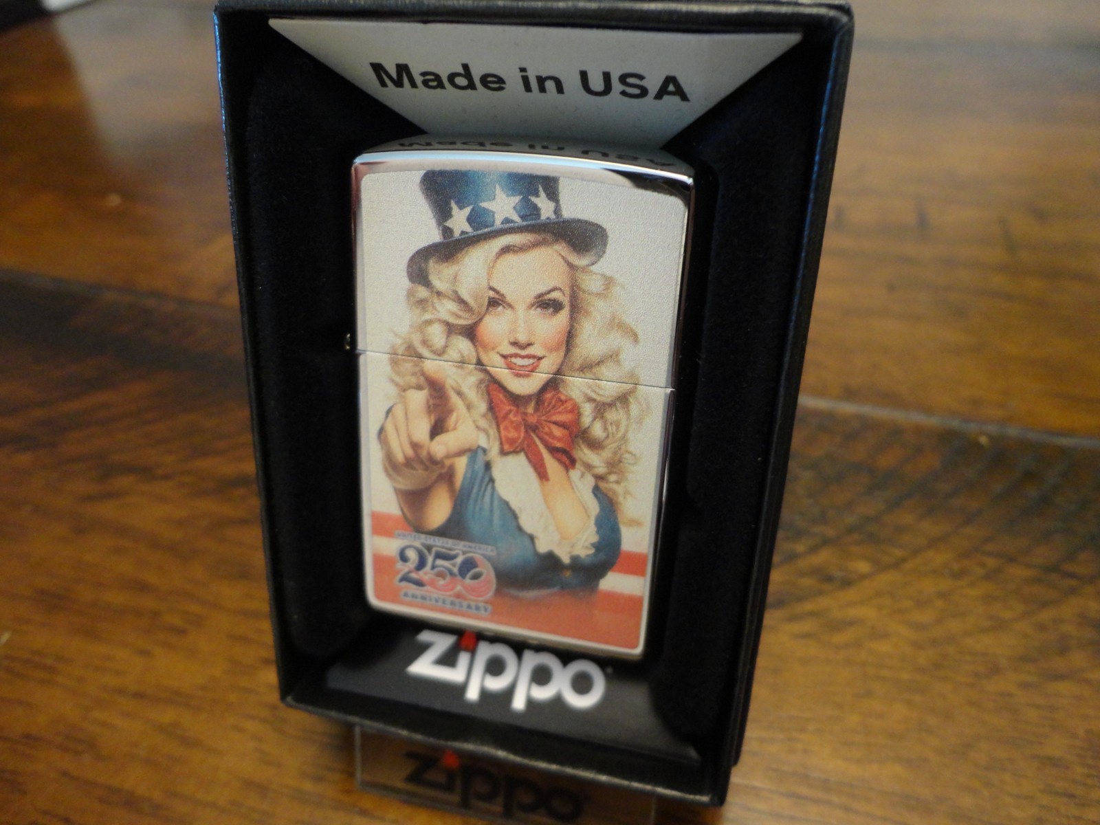 USA 250 250TH ANNIVERSARY 1776-2026 AMERICA AUNT SAMANTHA ZIPPO LIGHTER MINT