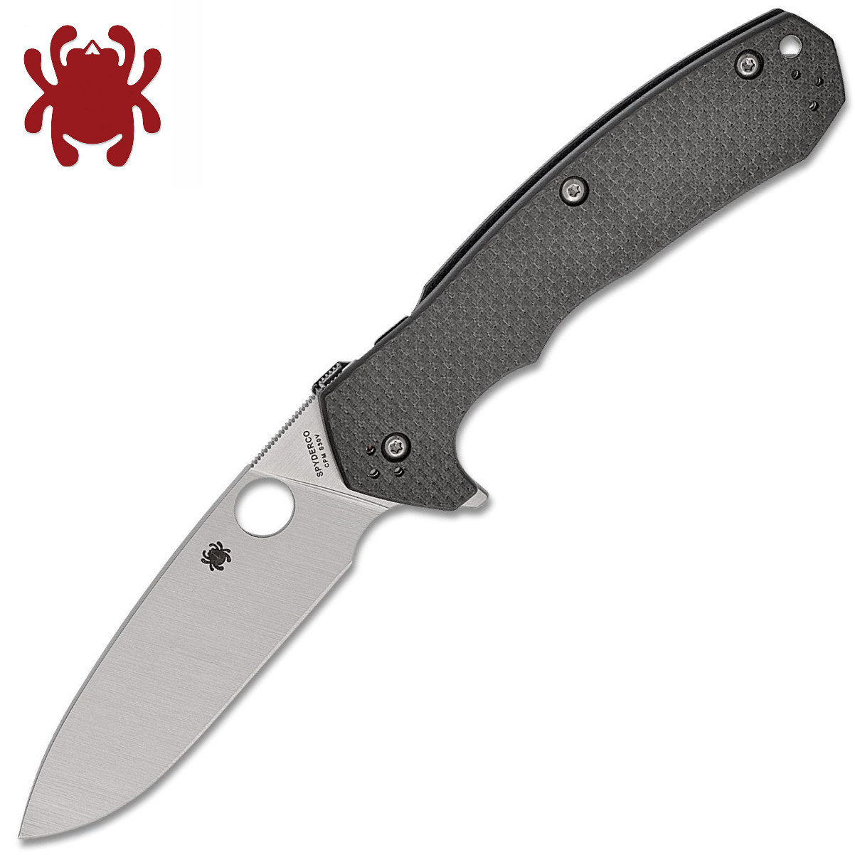 Spyderco Amalgam S30V Satin Plain Blade Carbon Fiber G10 Laminate C234CFP Spyderco Amalgam S30V Satin Plain Blade Carbon Fiber G10 Laminate C234CFP