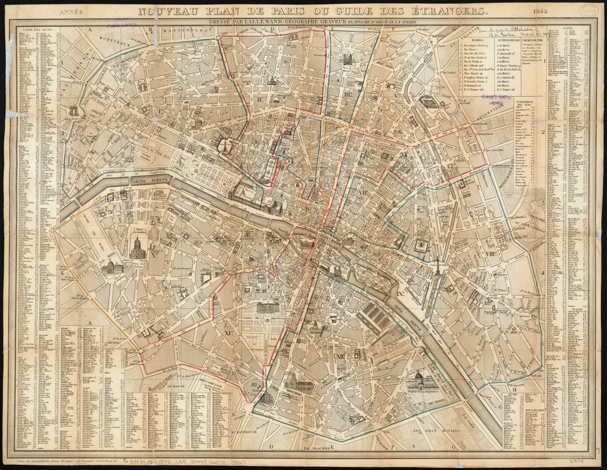1845 Map of Paris France Vintage Poster Print 1845 Map of Paris France Vintage Poster Print