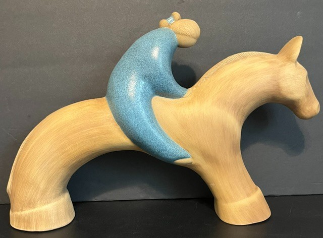 Vintage 1985 Jack Black Navajo Pottery Sculpture Woman on Horse Signed 16" Vintage 1985 Jack Black Navajo Pottery Sculpture Woman on Horse Signed 16"