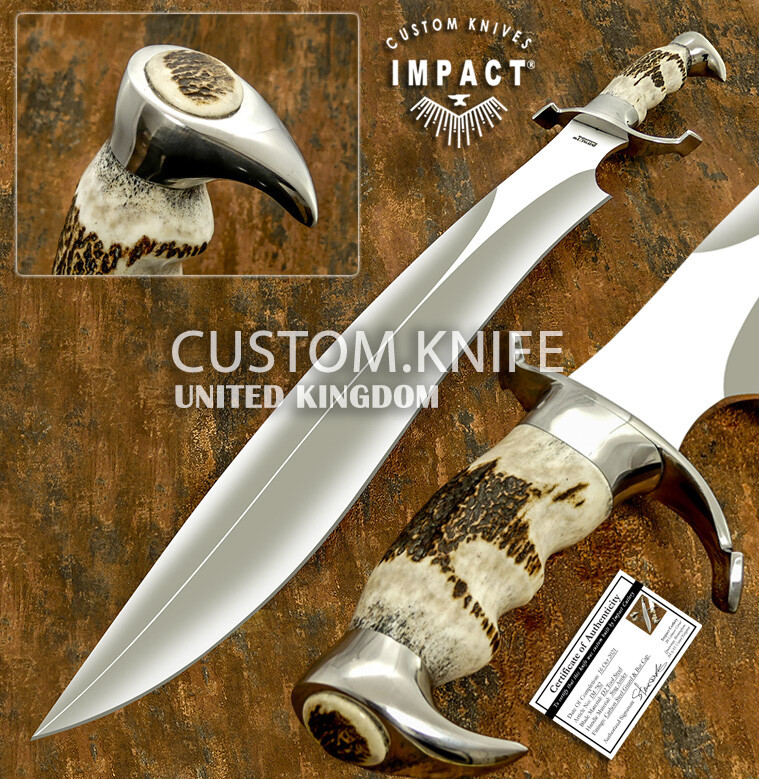 1-Of-A-Kind 27.60" Impact Cutlery Custom Sasquatch Bowie Knife Stag Antler