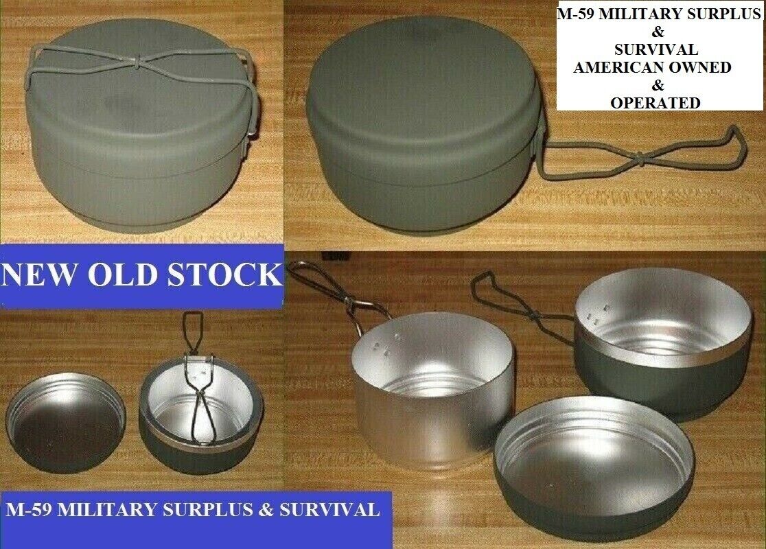 3 PC.CZECH ARMY O.D. ALUMINUM MESS KIT -  NEW OLD STOCK - NEVER ISSUED OR USED