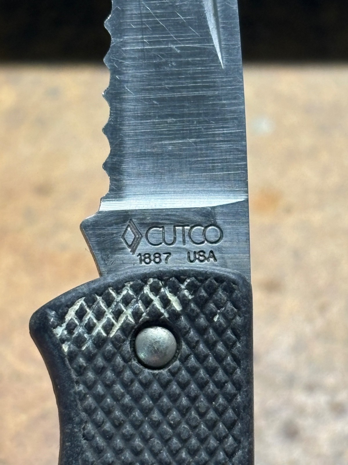 Vintage CUTCO 1887 SERRATED Blade mini Folding Pocket Steak Knife KEY RING CHAIN Vintage CUTCO 1887 SERRATED Blade mini Folding Pocket Steak Knife KEY RING CHAIN