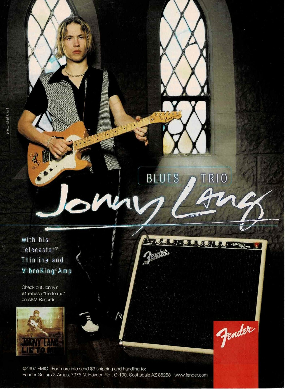 Fender Guitars / Amps - Jonny Lang - 1997 Print Advertisement