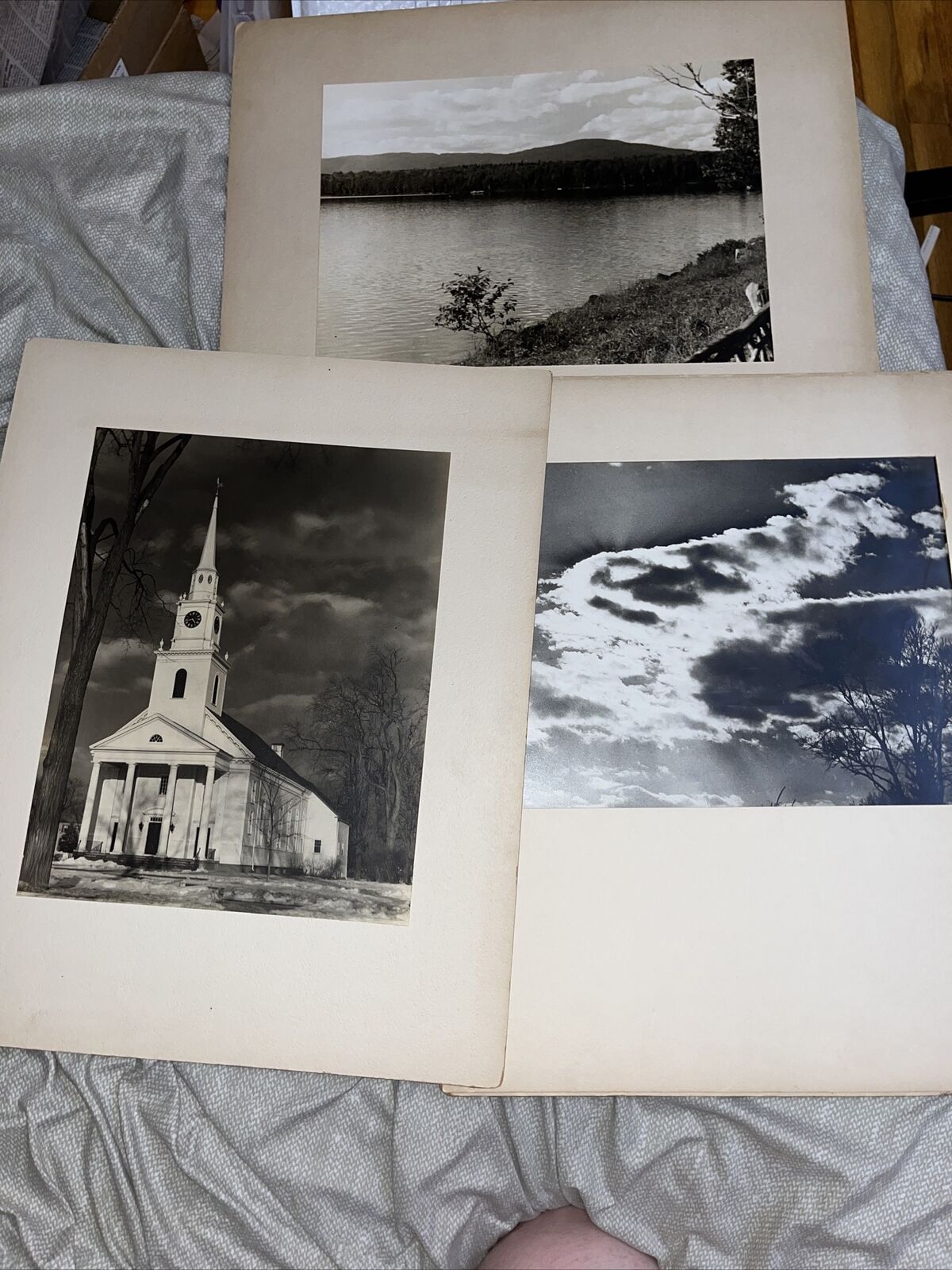 Vintage 1950s Photos First Church of Christ Longmeadow MA & Cloudy Sky Landscape
