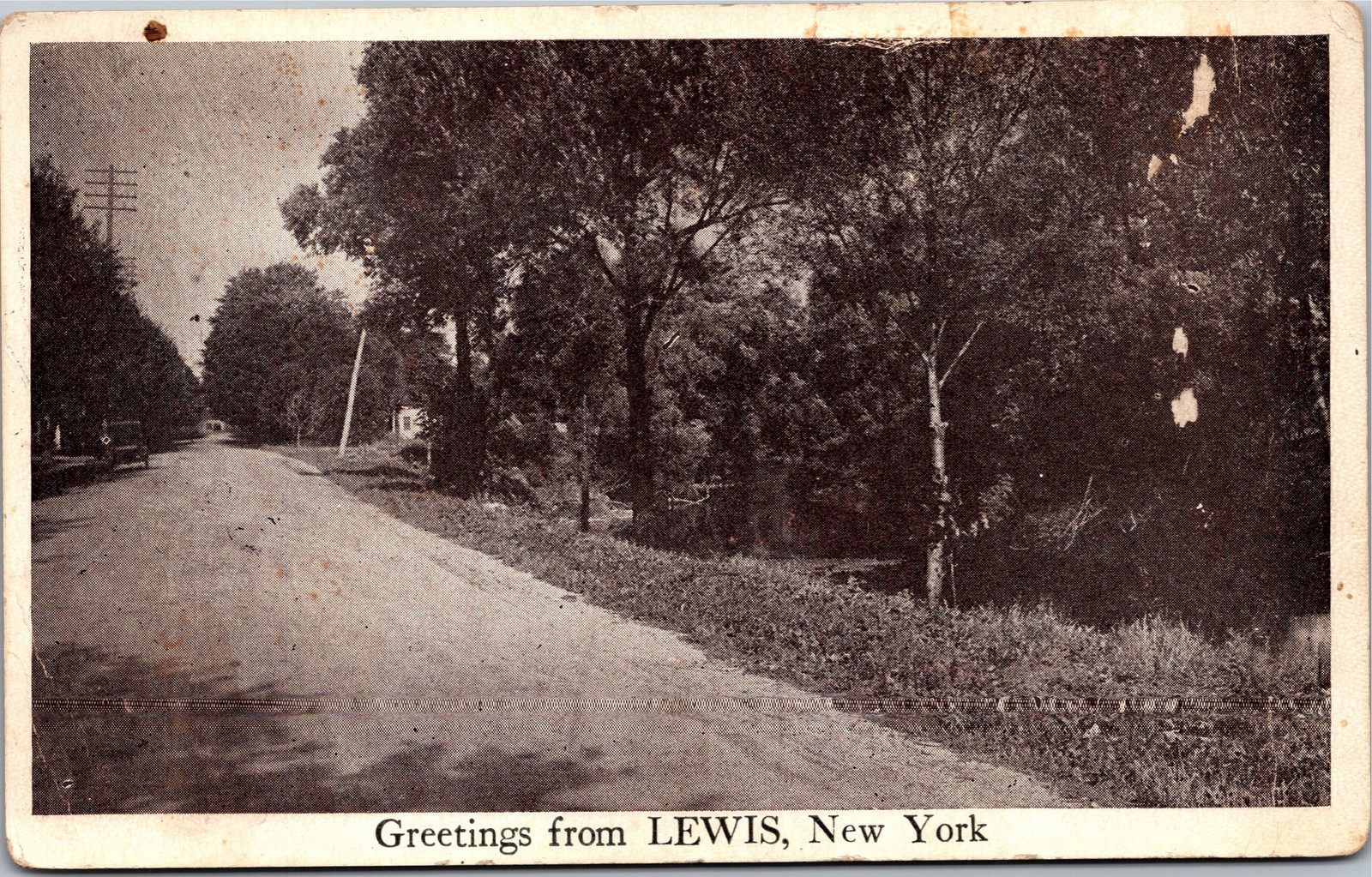 Postcard NY Lewis Greetings from Street Scene 1924 AMP photo brown landscapes Postcard NY Lewis Greetings from Street Scene 1924 AMP photo brown landscapes