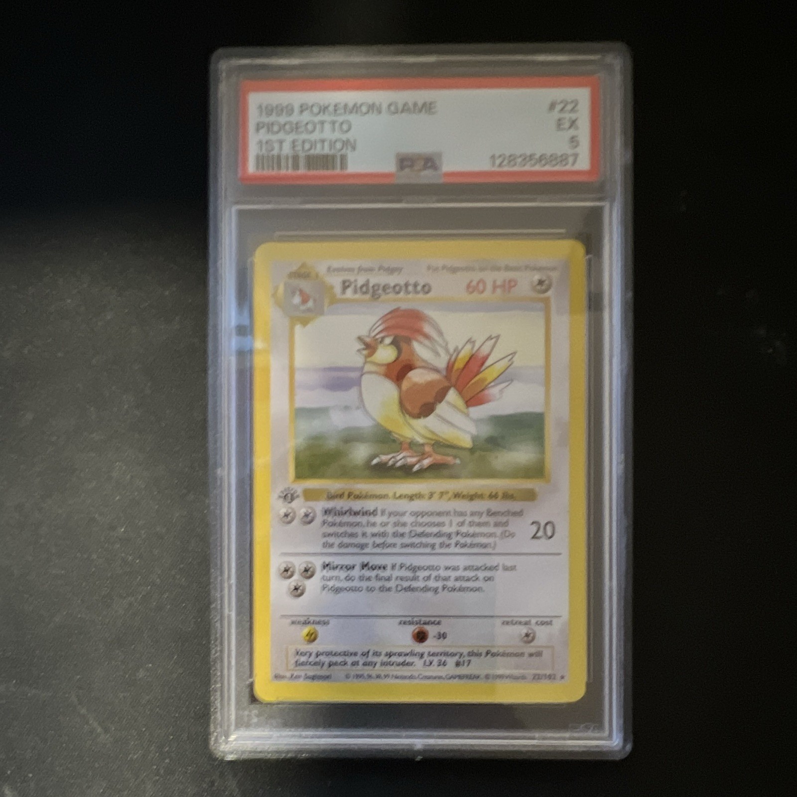 1999 Pokemon Game Pidgeotto #22 1st Edition PSA 5 Graded Cert 128356887 1999 Pokemon Game Pidgeotto #22 1st Edition PSA 5 Graded Cert 128356887