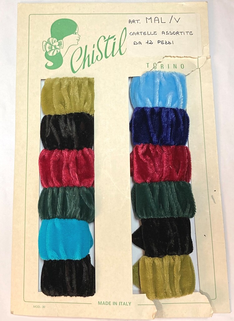 Chistil Torino Rare Vintage Ad Card Hair Ponytail Holder Fabric Made in Italy Chistil Torino Rare Vintage Ad Card Hair Ponytail Holder Fabric Made in Italy