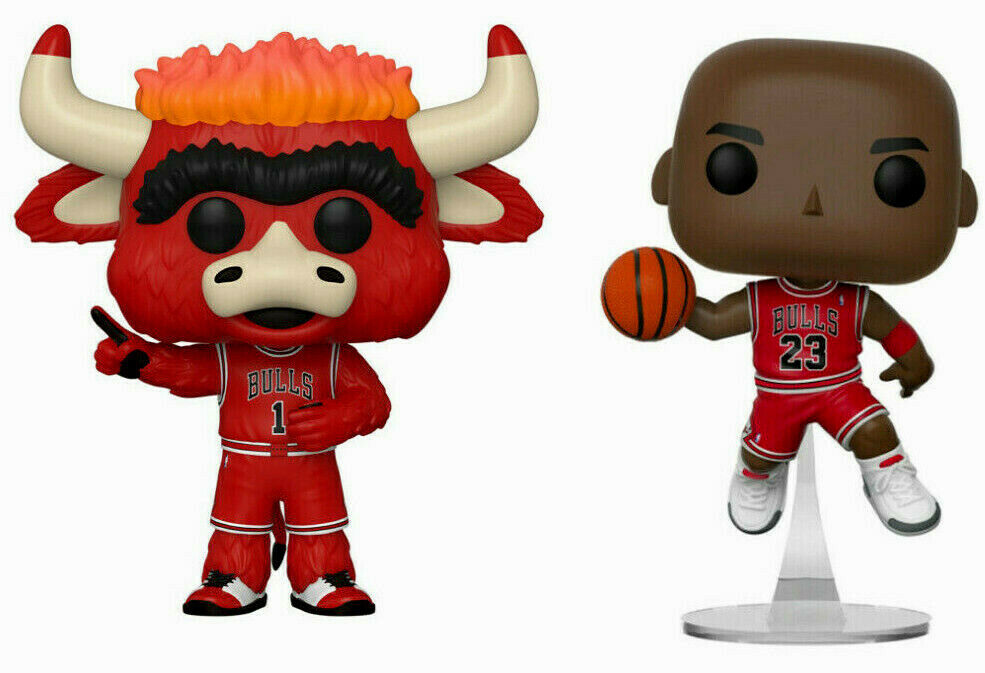 NBA Chicago Bulls Michael Jordan & Mascot Benny Funko Pop Figures (2 Pop Set)