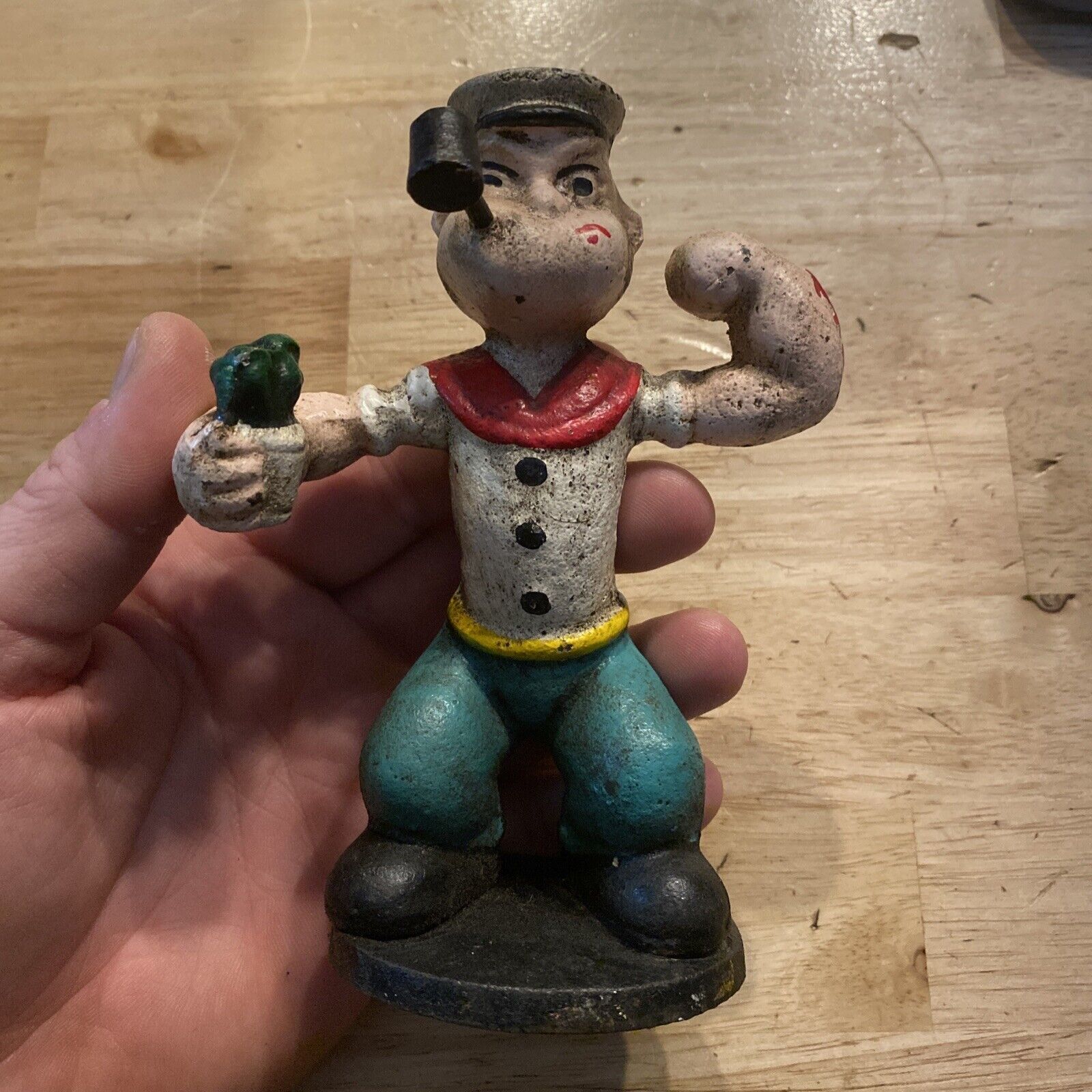 Popeye Sailor Man Cast Iron METAL Olive Oil Brutus Collector GIFT Patina Decor
