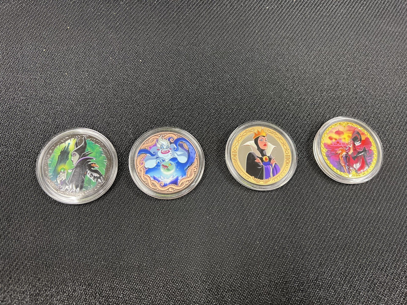 Disneyland Disney Villains Coin Medallions Double Sided Set of 4 New Disneyland Disney Villains Coin Medallions Double Sided Set of 4 New