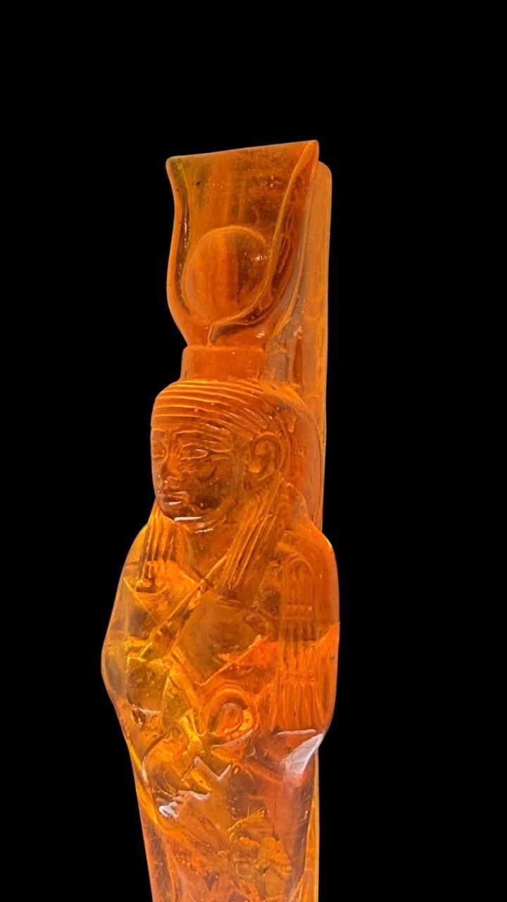 RARE ANCIENT EGYPTIAN ANTIQUE Statue Goddess Hathor for Amber Stone Egypt BC