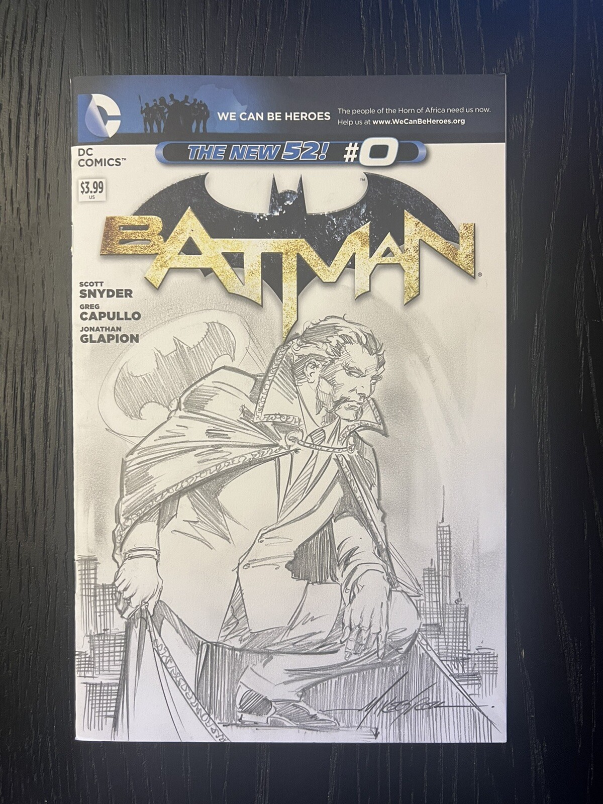 Batman #0 Blank Sketch Cover With Original Ra’s al Ghul Art By Mike Grell