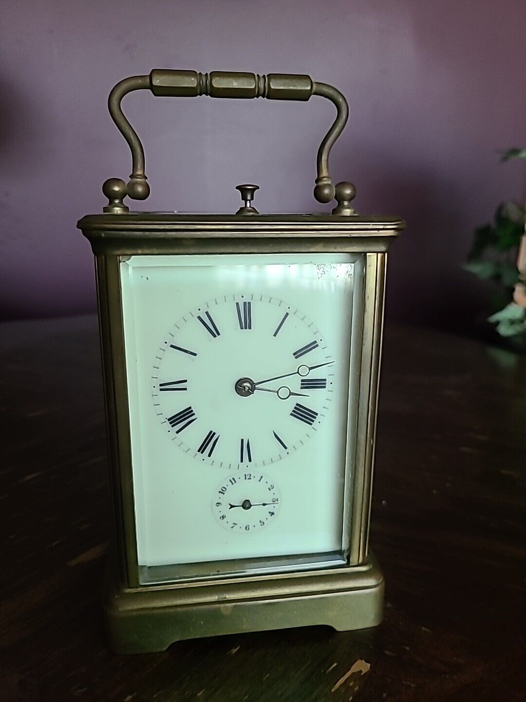 Vintage Miniature Brass Beveled Glass Quality Carriage Clock France