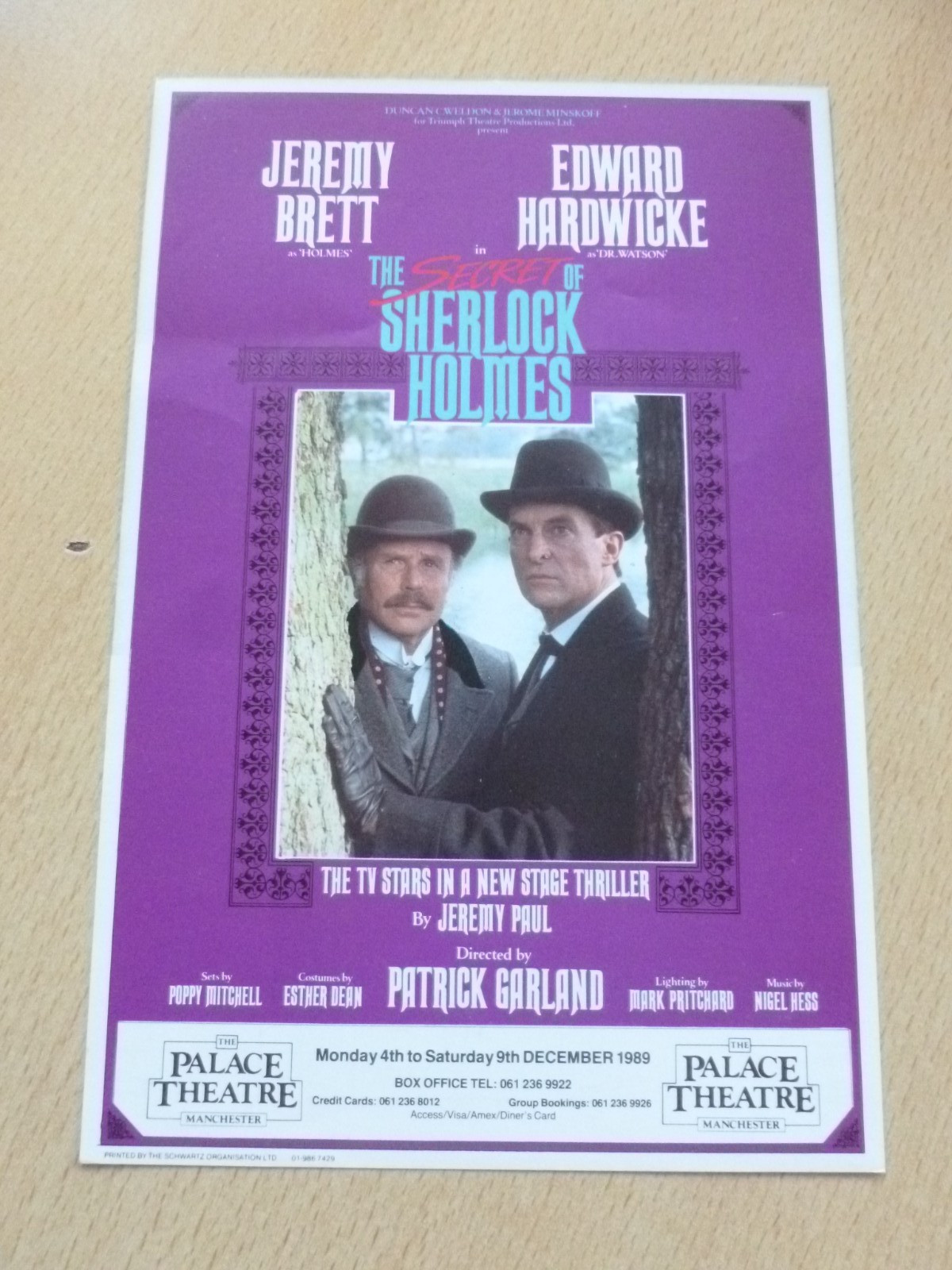 Jeremy Brett Edward Hardwicke Secret Of Sherlock Holmes Manchester Theatre Flyer Jeremy Brett Edward Hardwicke Secret Of Sherlock Holmes Manchester Theatre Flyer