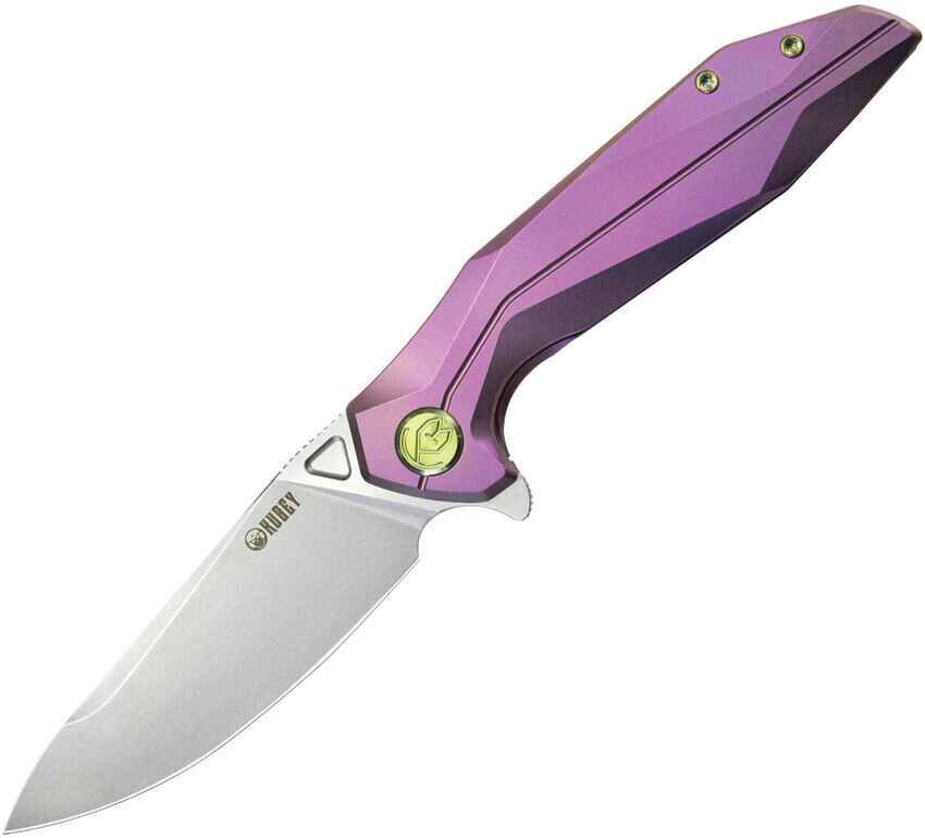 Kubey Nova Framelock Purple Titanium Folding 14C28N Drop Pt Pocket Knife 235D
