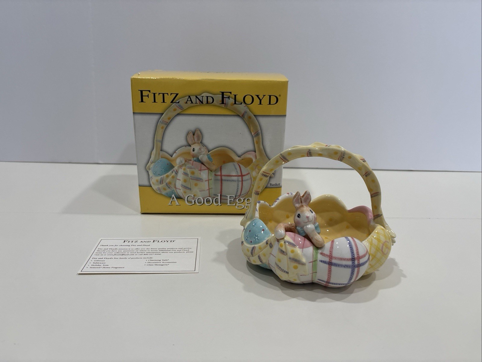 Fitz & Floyd Easter Basket w/ Bunny & Colored Eggs "A GOOD EGG" Essentials Bowl Fitz & Floyd Easter Basket w/ Bunny & Colored Eggs "A GOOD EGG" Essentials Bowl