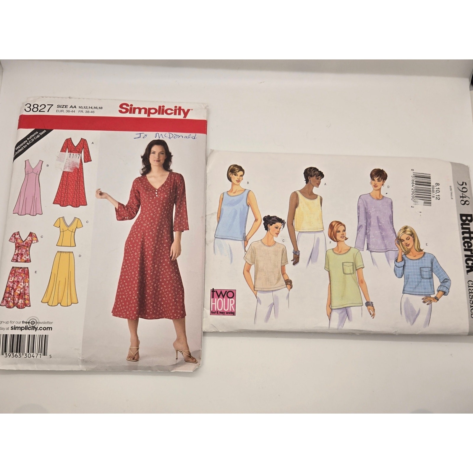 VTG Sewing Patterns Y2K Lot of 2 Butterick 5948 Cut Simplicity 3827 Cut