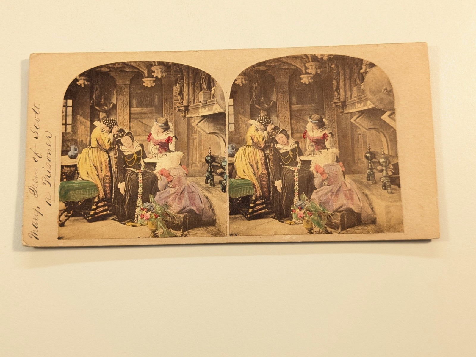 Color Tinted Stereoview Photo Mary Queen of Scots A Prisoner J. Elliott