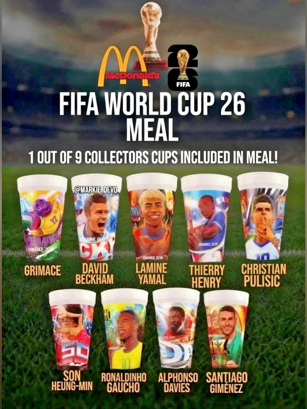 2026 McDonald's FIFA World Cup Adult Happy Meal Cups Singles 35% OFF 4 OR MORE