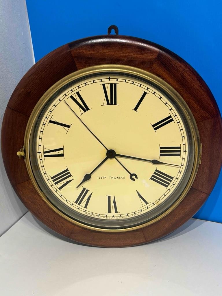 EX Vintage 1930's SETH THOMAS 17" SPEC 53 Round Wall Clock self-start Overhauled EX Vintage 1930's SETH THOMAS 17" SPEC 53 Round Wall Clock self-start Overhauled