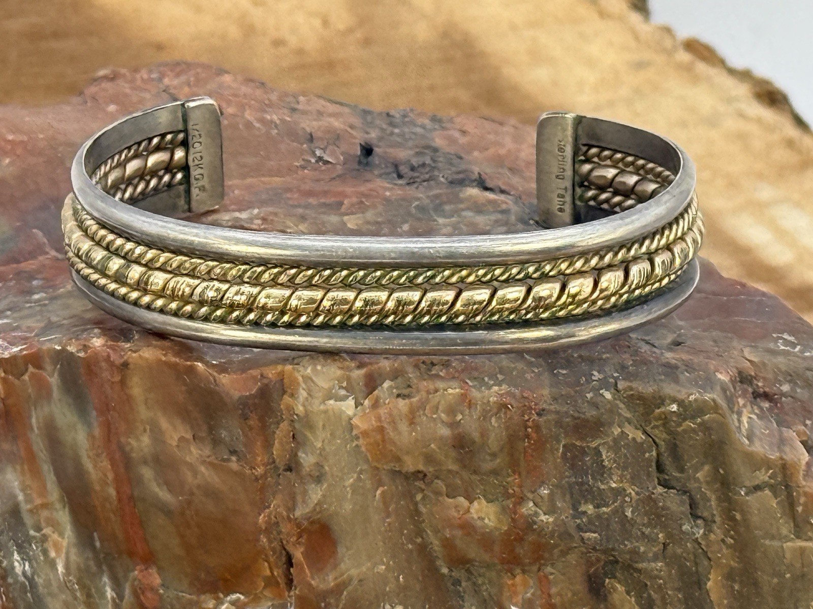 VIntage Tahe Navajo Sterling Silver 12K Gold Filled Wire Cuff Bracelet--2177.26 VIntage Tahe Navajo Sterling Silver 12K Gold Filled Wire Cuff Bracelet--2177.26