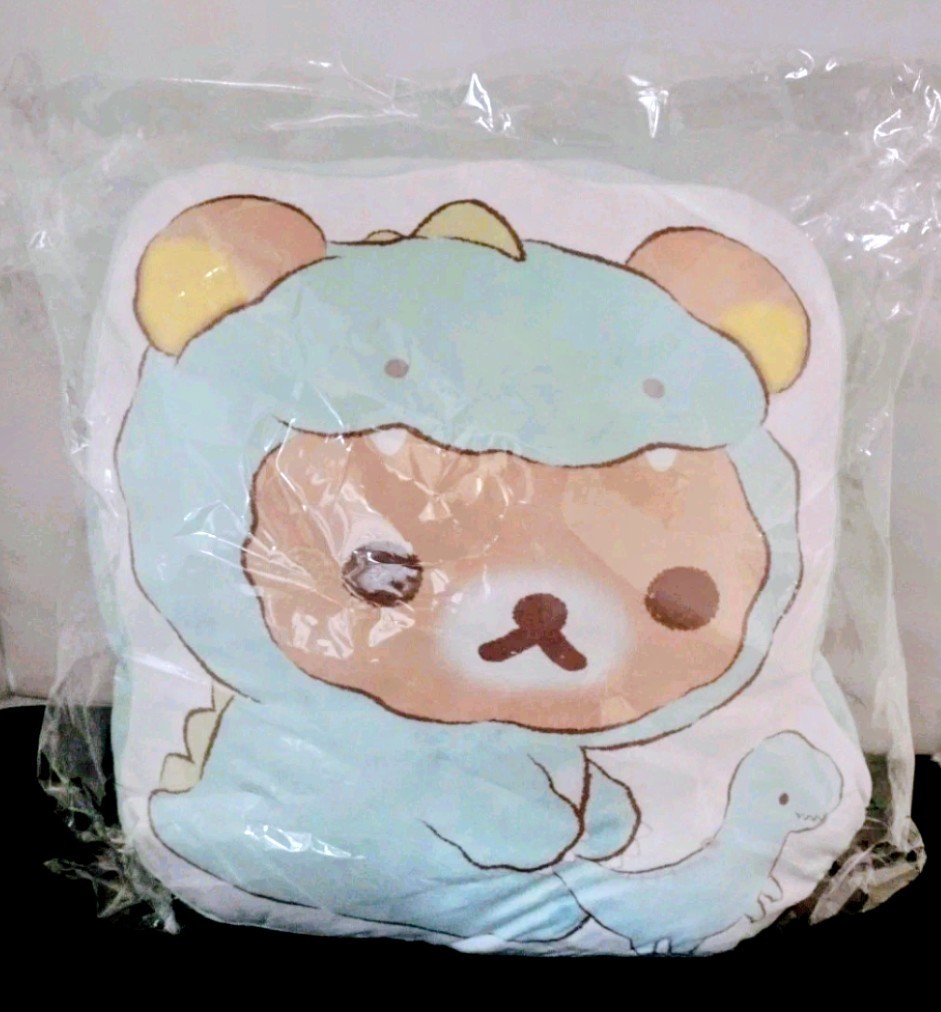 SanX Rilakkuma Super Mochi Mochi Pillow Soft Plush RARE Blue Dinosaur NIB 15" 🐻