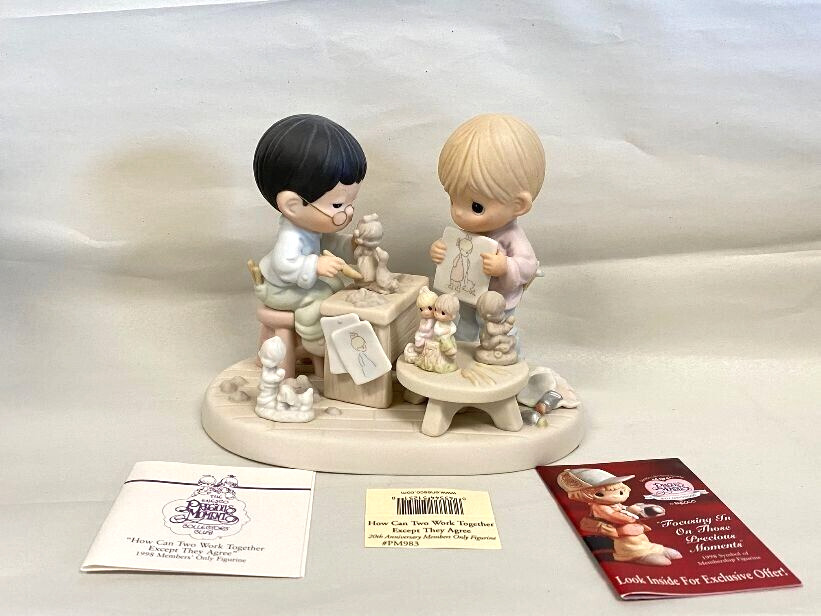 1998 Precious Moments How Can Two Work Together Except They Agree Figurine PM983