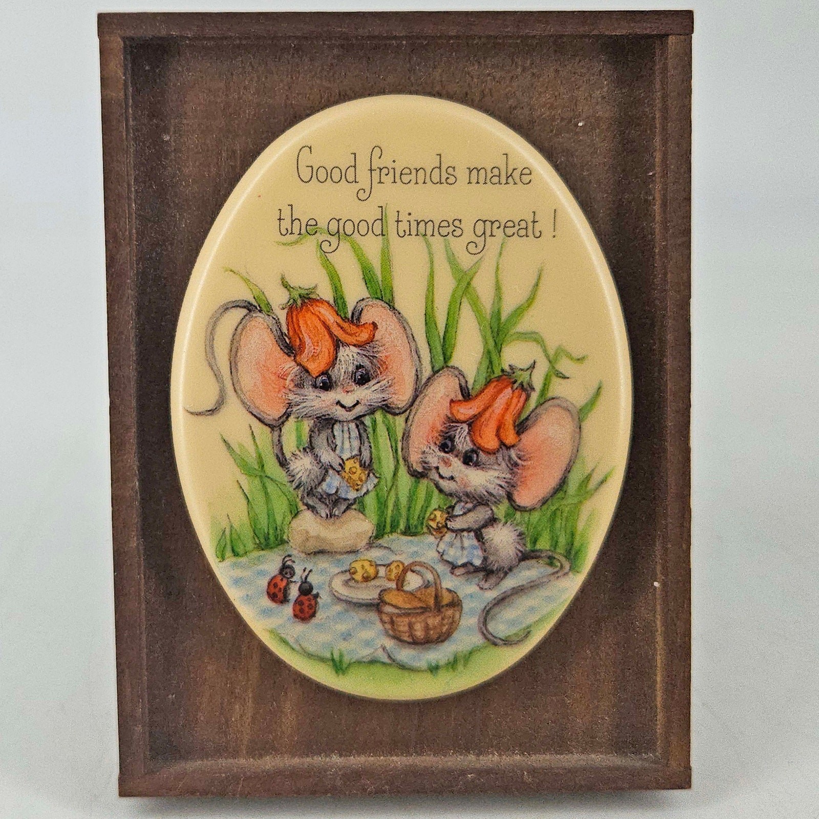Vintage framed mouse Good friends make the good times miniature Vintage framed mouse Good friends make the good times miniature