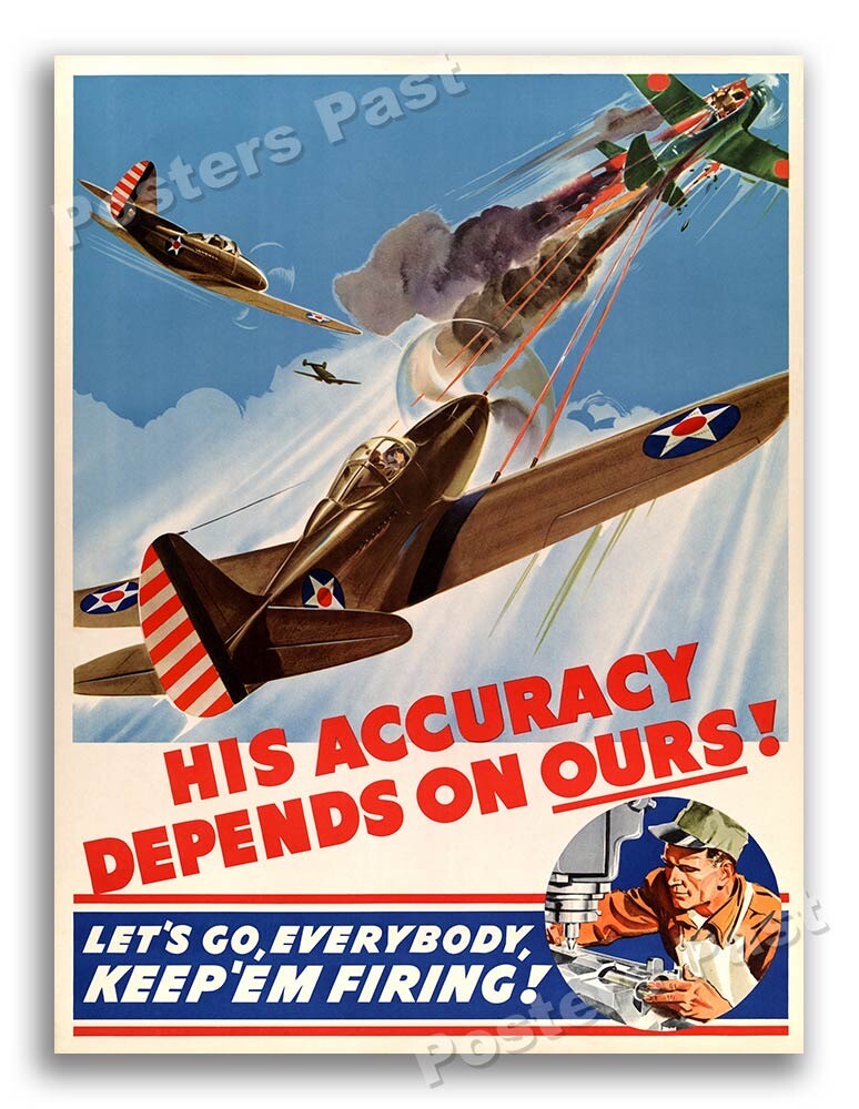 “His Accuracy Depends on Ours” Vintage Style 1942 World War 2 Poster - 18x24 “His Accuracy Depends on Ours” Vintage Style 1942 World War 2 Poster - 18x24