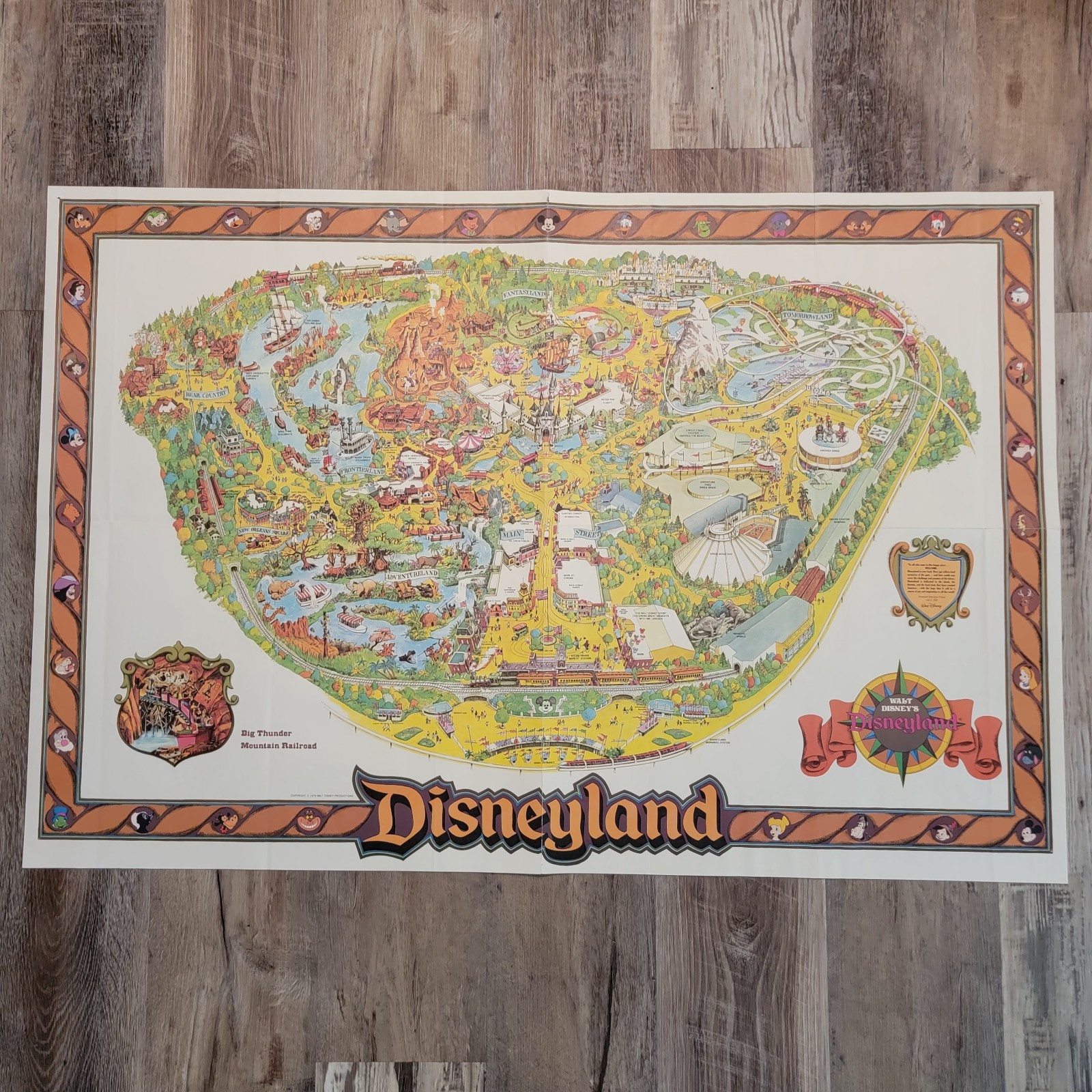 Vintage 1979 Walt Disney Disneyland Large Wall Map 30" X 43" Poster Guide PA 110 Vintage 1979 Walt Disney Disneyland Large Wall Map 30" X 43" Poster Guide PA 110