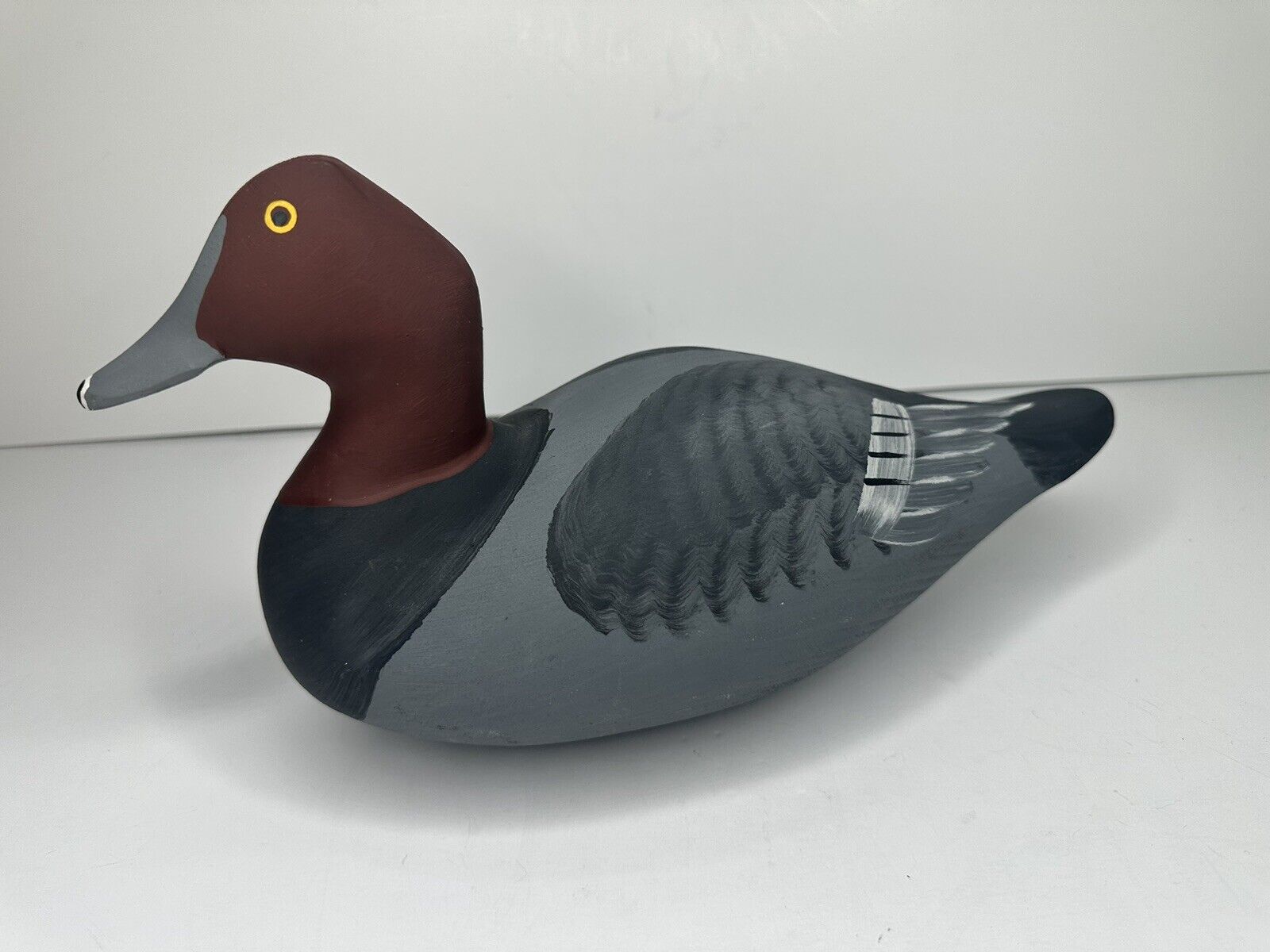 Redhead Drake Wooden Duck By Captain Harry Jobes Signed