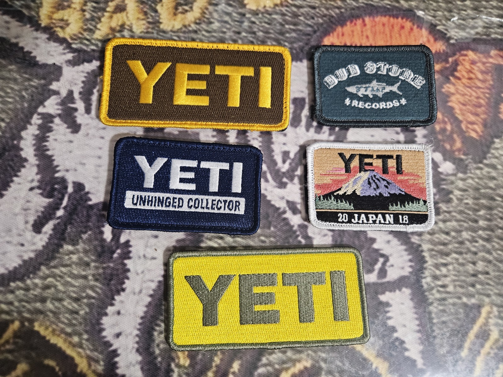 Embroidered Patch Lot x5 can attach to YETI Camino Hook & Loop backing Embroidered Patch Lot x5 can attach to YETI Camino Hook & Loop backing