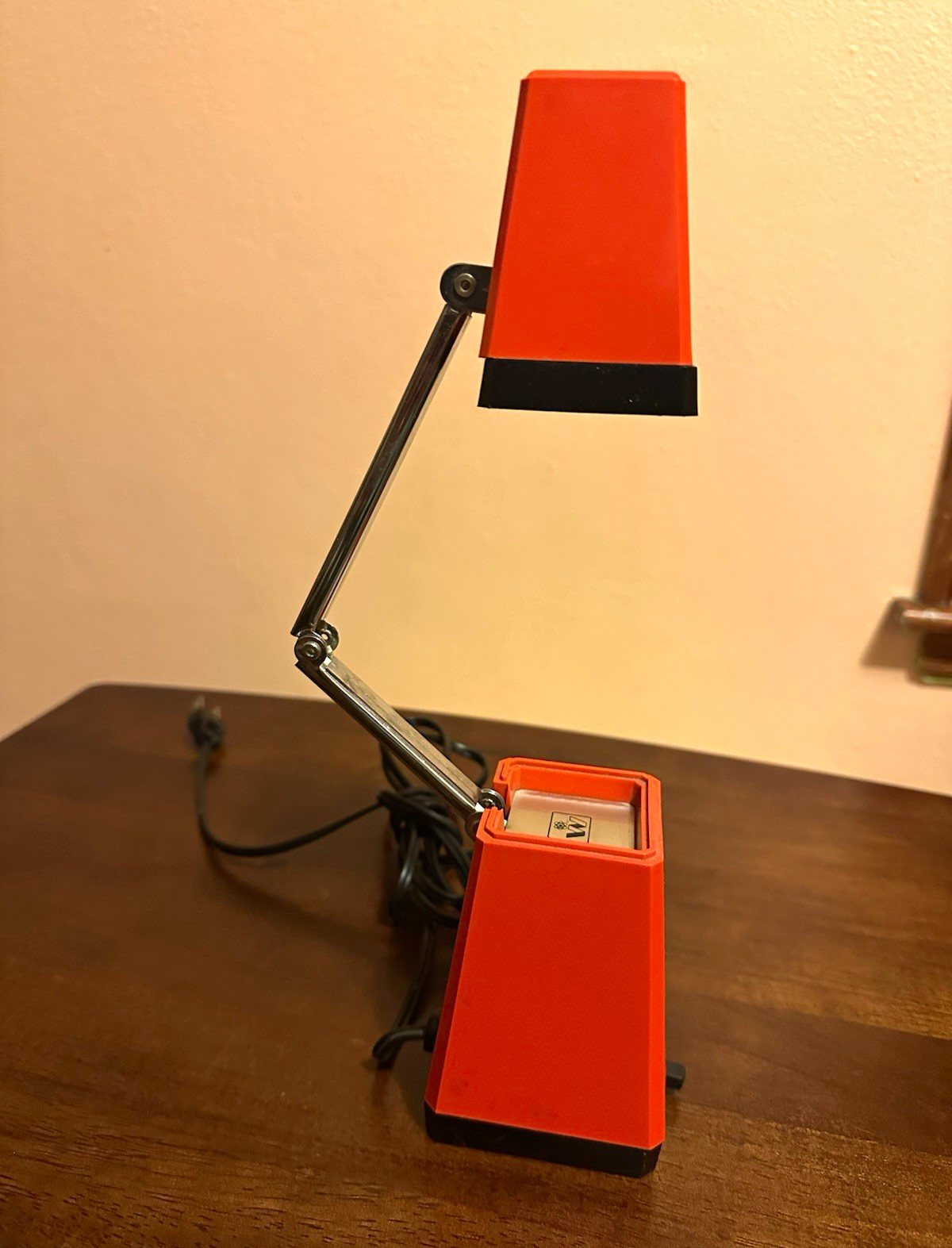 Vintage Orange & Black Portable Lamp HL-3 120V 1970s Metal Plastic Glass Vintage Orange & Black Portable Lamp HL-3 120V 1970s Metal Plastic Glass