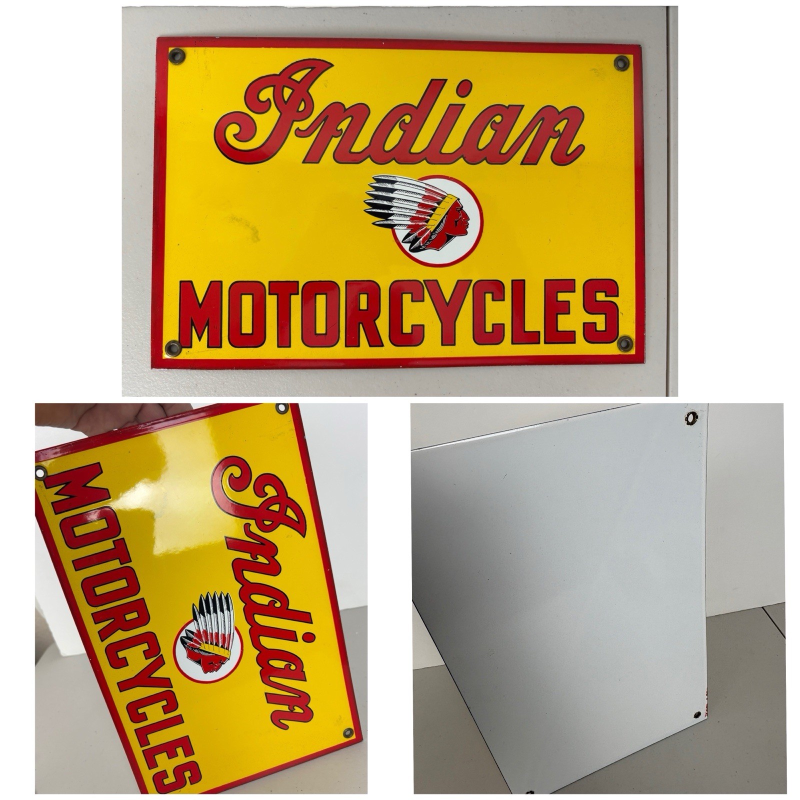 Vintage Indian Motorcycles Porcelain Sign Dealership, Motor Bike Sign Vintage Indian Motorcycles Porcelain Sign Dealership, Motor Bike Sign