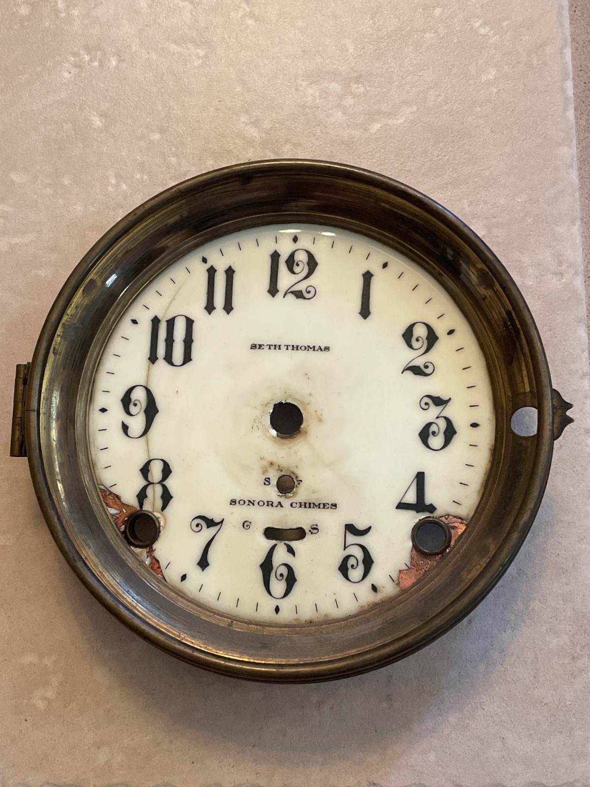 Antique Seth Thomas Sonora Chime Mantel Clock Porcelian Dial/Bezel missing Glass Antique Seth Thomas Sonora Chime Mantel Clock Porcelian Dial/Bezel missing Glass