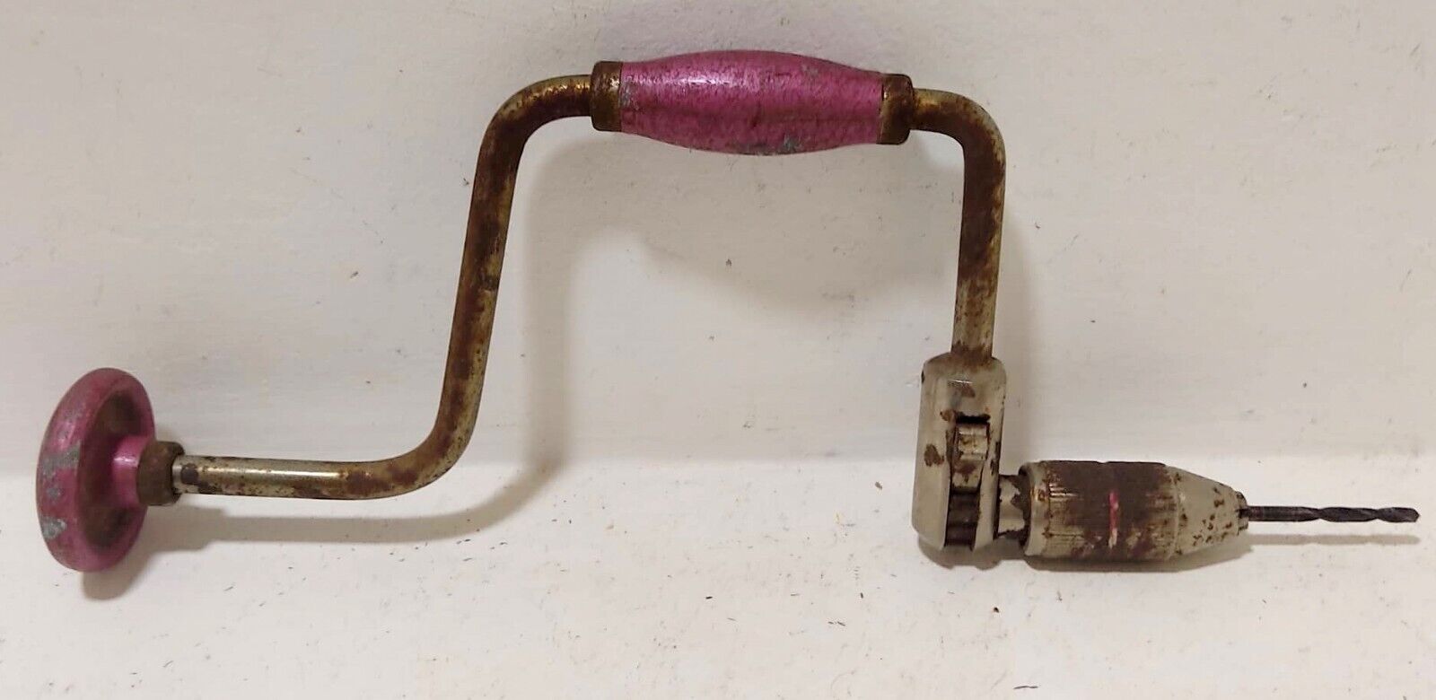 Rare Vintage Tool Antique Manual Hand Brace Drill Metal Handles Long 16\