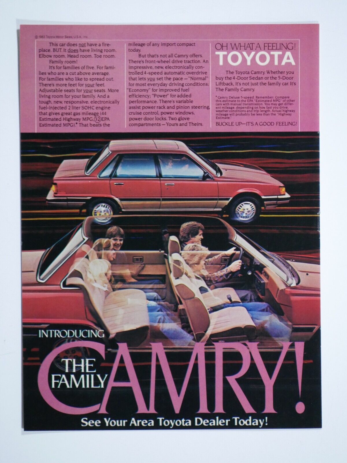 1983 Toyota Camry Vintage Red Original Print Ad 8.5 x 11\