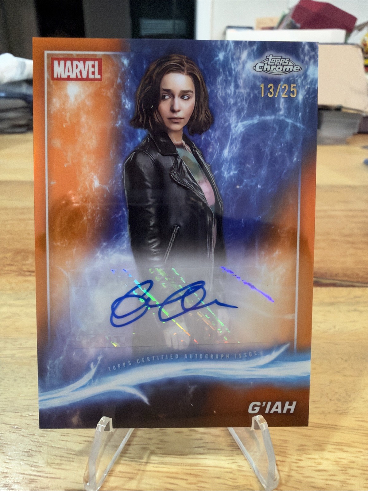 2025 Topps Chrome Marvel Studios Emilia Clarke as G'iah Auto Orange /25 #AA-EC